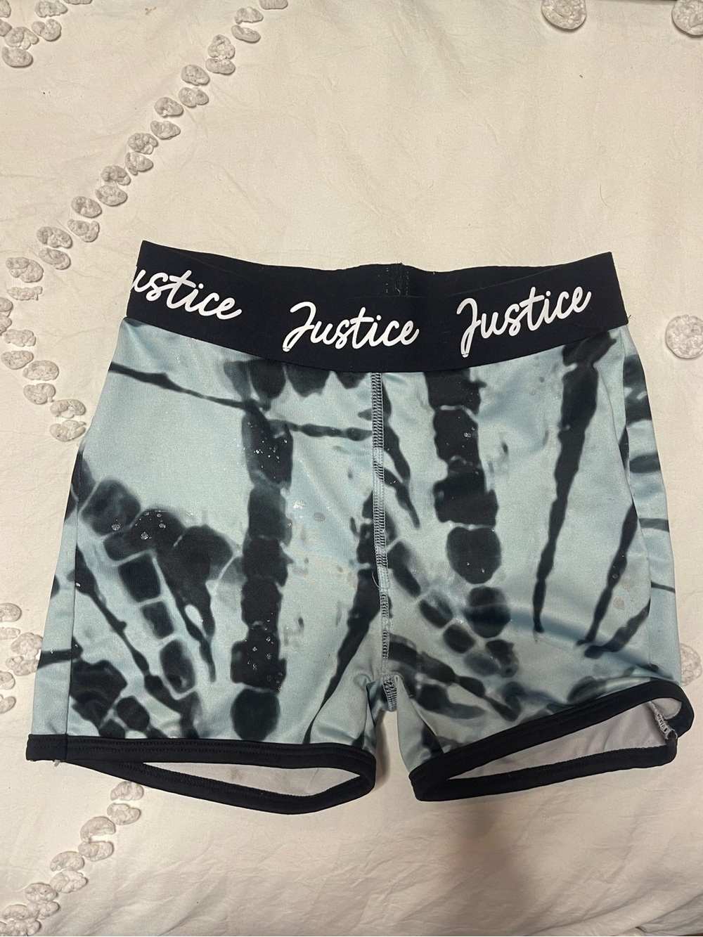 Justice Girls Tie Dye Biker Shorts Size 8 Gray Black Athletic Shorts